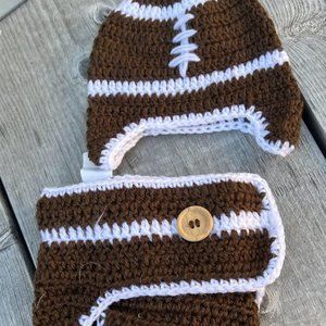 Crochet Football Newborn to 6 Months Photography Outfit Set